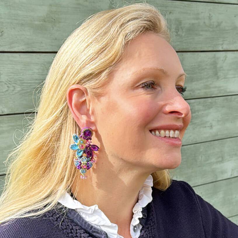 SchwesterSchwester Vorbestellbar - Große Soutache-Ohrringe in Magenta und Hellblau Bestseller