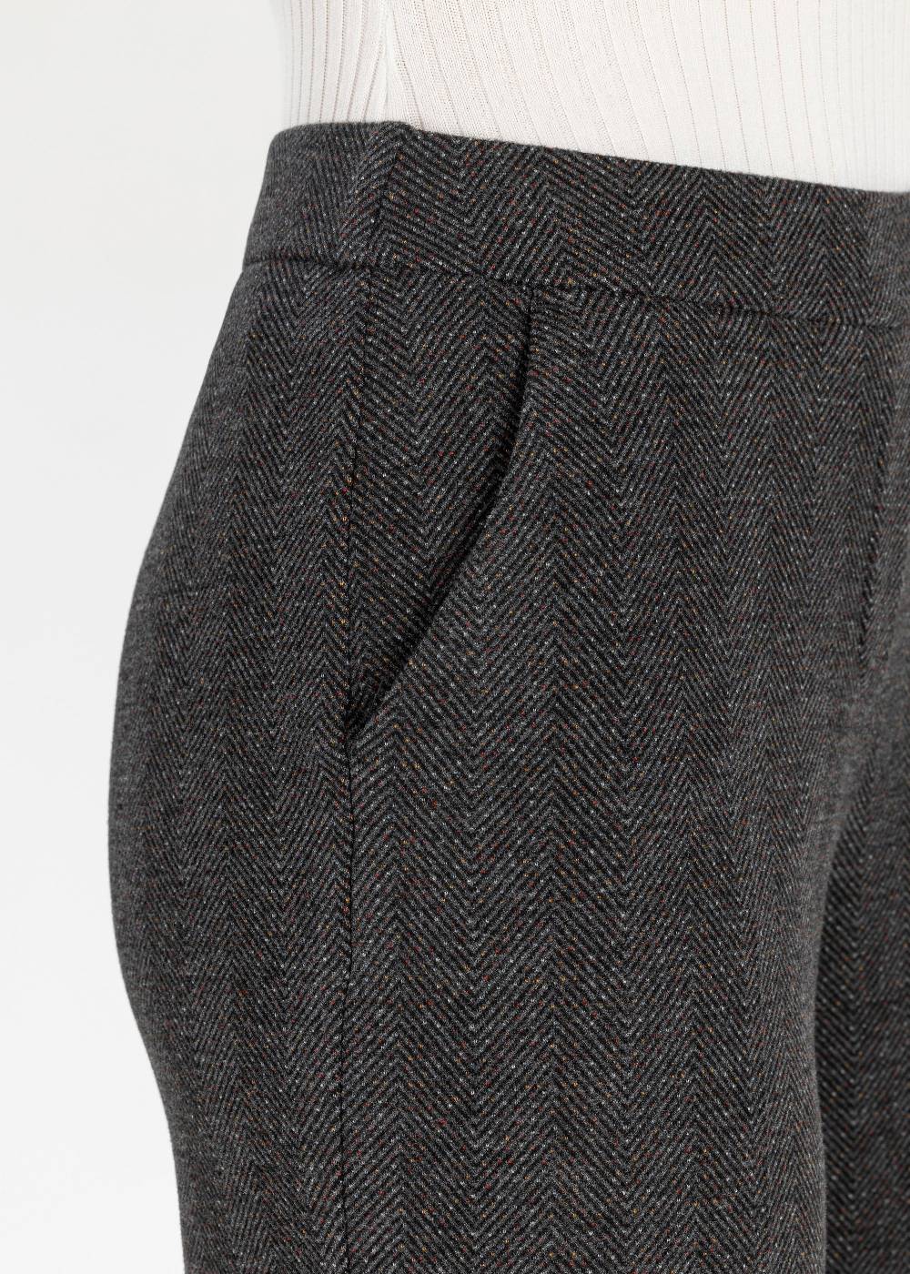 Stehmann Relaxed Hose Flanna in Fluffy Herringbone Qualität Begrenztes Angebot