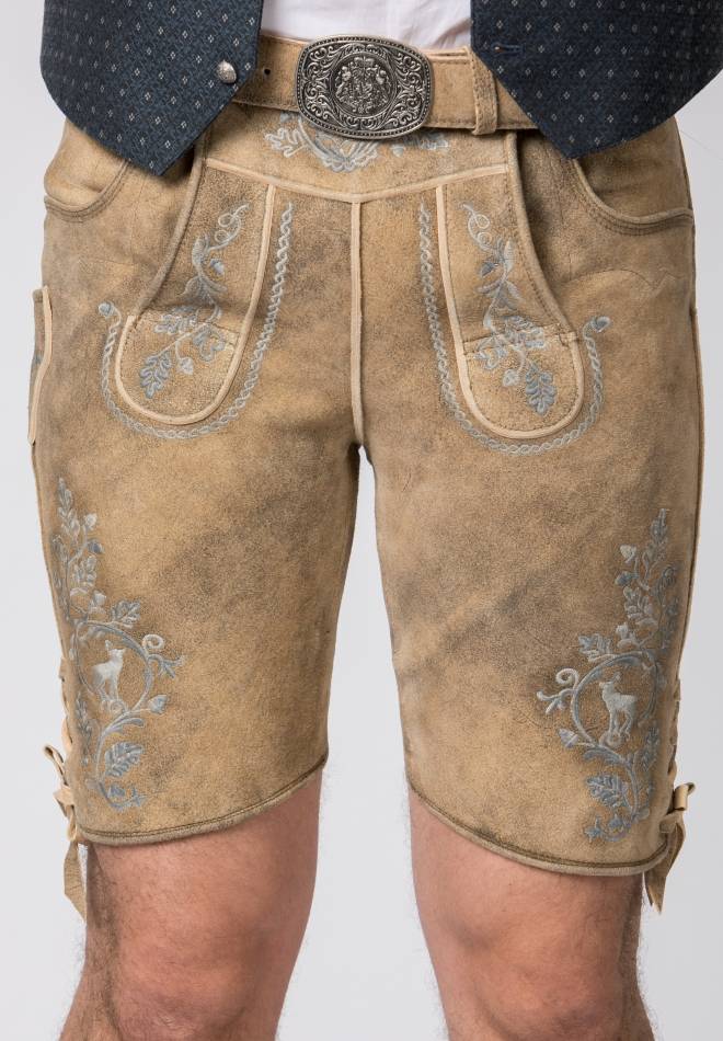 Stockerpoint Lederhose Girgl senf gespeckt-grau 44 50% Rabatt für begrenzte Zeit