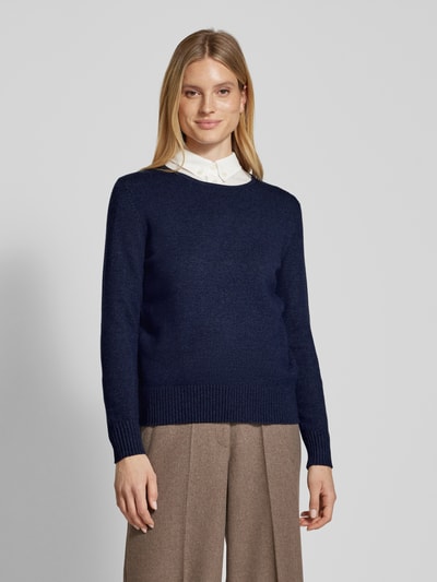 Peek & Cloppenburg Christian Berg WomanStrickpullover mit gerippten Abschlüssen in dunkelblau Begrenzte Freigabe