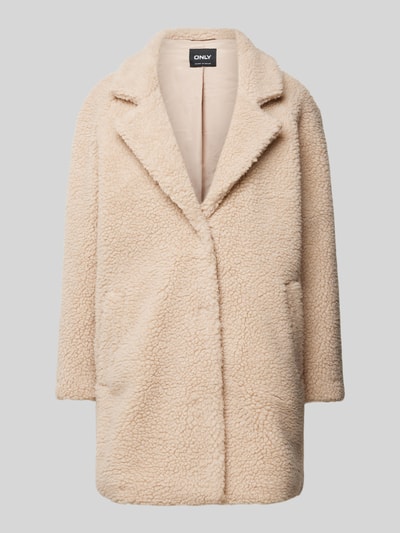 Peek & Cloppenburg OnlyRegular Fit Teddymantel mit verdecktem Druckknopfverschluss Modell 'NEWAURELIA' in sand Bis zu 50% Rabatt
