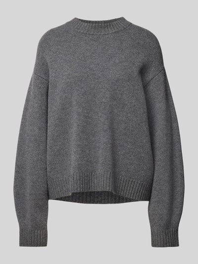 Peek & Cloppenburg Jake*s CasualStrickpullover mit gerippten Abschlüssen in dunkelgrau melange Auslauf