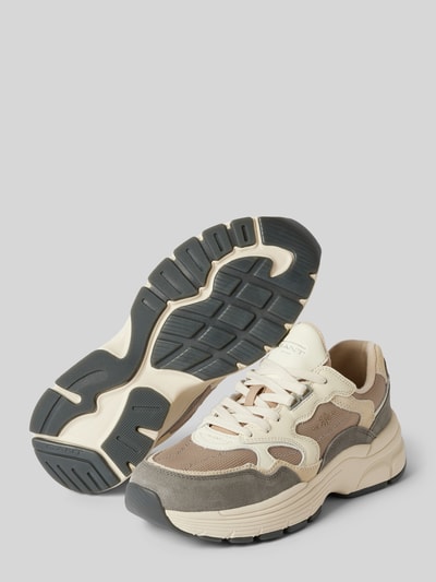 Peek & Cloppenburg GantLedersneaker mit Label-Details Modell 'Neuwill' in taupe Exklusivangebot