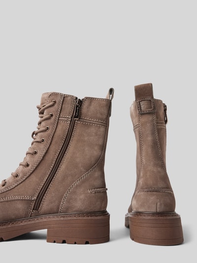 Peek & Cloppenburg TamarisSchnürboots aus Leder mit Ziernähten in mittelbraun Valentinstagsangebot