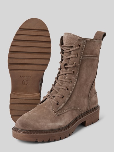Peek & Cloppenburg TamarisSchnürboots aus Leder mit Ziernähten in mittelbraun Valentinstagsangebot