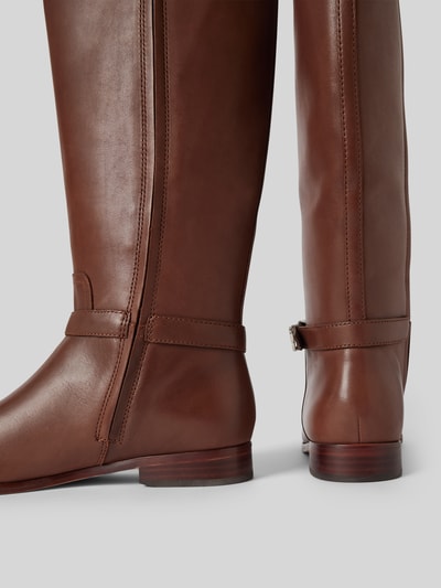 Peek & Cloppenburg Lauren Ralph LaurenLederstiefel mit Label-Applikation Modell 'BROOKE' in dunkelbraun Exklusive Angebote