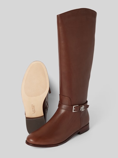 Peek & Cloppenburg Lauren Ralph LaurenLederstiefel mit Label-Applikation Modell 'BROOKE' in dunkelbraun Exklusive Angebote