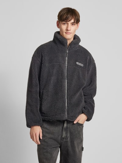 Peek & Cloppenburg REVIEWFleecejacke mit Label-Detail in black Discount Store für neue Produkte