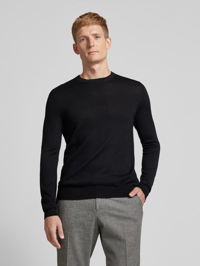Peek & Cloppenburg Christian Berg MenStrickpullover mit Rundhalsausschnitt in black Black Friday Preise
