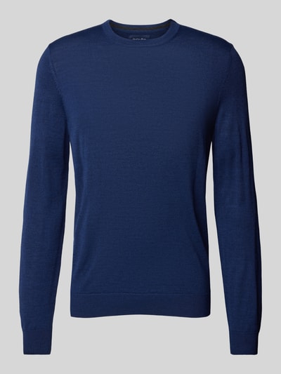 Peek & Cloppenburg Christian Berg MenStrickpullover mit Rundhalsausschnitt in dunkelblau melange zollfrei