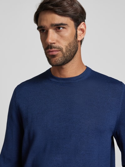 Peek & Cloppenburg Christian Berg MenStrickpullover mit Rundhalsausschnitt in dunkelblau melange zollfrei