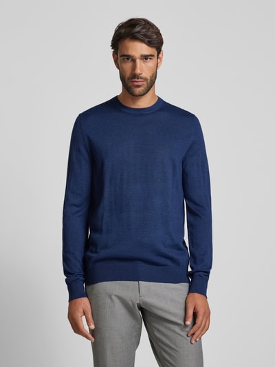 Peek & Cloppenburg Christian Berg MenStrickpullover mit Rundhalsausschnitt in dunkelblau melange zollfrei