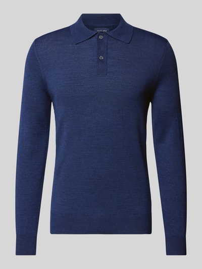 Peek & Cloppenburg Christian Berg MenSlim Fit Strickpullover mit Polokragen in dunkelblau melange Rabatte dieses Monats