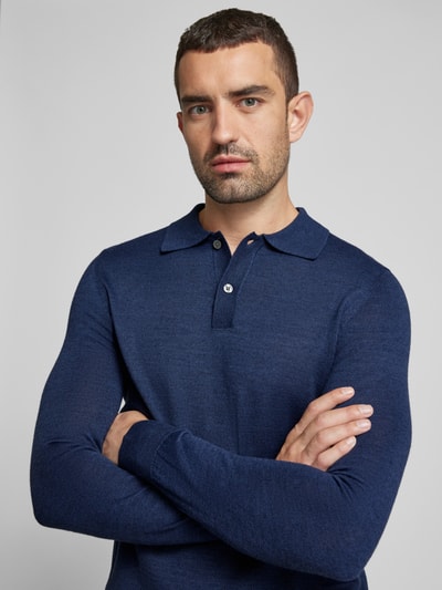 Peek & Cloppenburg Christian Berg MenSlim Fit Strickpullover mit Polokragen in dunkelblau melange Rabatte dieses Monats