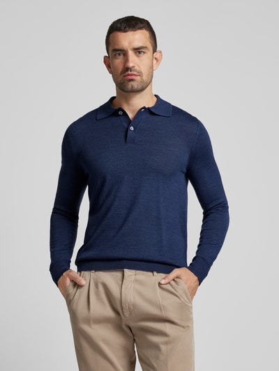 Peek & Cloppenburg Christian Berg MenSlim Fit Strickpullover mit Polokragen in dunkelblau melange Rabatte dieses Monats