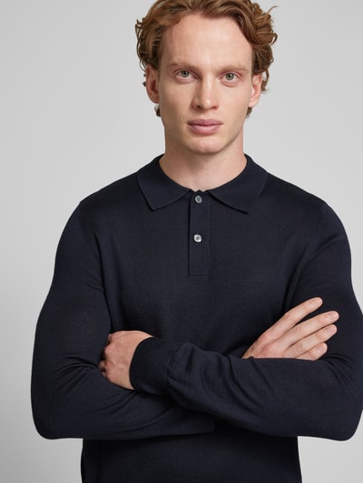 Peek & Cloppenburg Christian Berg MenSlim Fit Strickpullover mit Polokragen in marine Auslauf