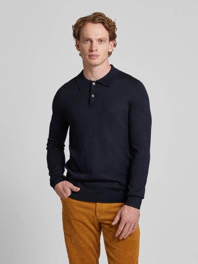 Peek & Cloppenburg Christian Berg MenSlim Fit Strickpullover mit Polokragen in marine Auslauf