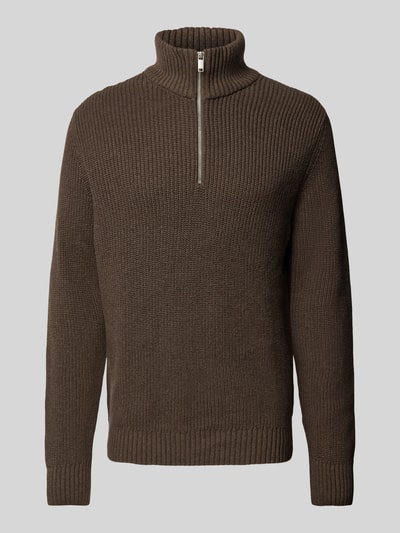 Peek & Cloppenburg MCNEALTroyer mit gerippten Abschlüssen in dunkelbraun melange Online Shopping