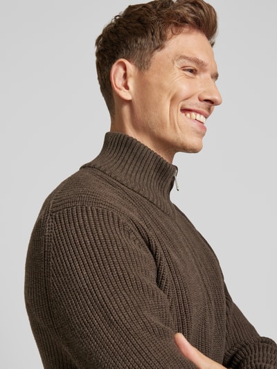 Peek & Cloppenburg MCNEALTroyer mit gerippten Abschlüssen in dunkelbraun melange Online Shopping