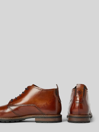 Peek & Cloppenburg bugattiDerby-Schuhe aus Leder mit Label-Print Modell 'Lobo' in cognac Verkauf