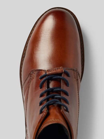 Peek & Cloppenburg bugattiDerby-Schuhe aus Leder mit Label-Print Modell 'Lobo' in cognac Verkauf