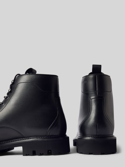 Peek & Cloppenburg BOSSSchnürboots aus Leder mit Zugschlaufe Modell 'Juylo' in black Günstig kaufen