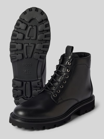 Peek & Cloppenburg BOSSSchnürboots aus Leder mit Zugschlaufe Modell 'Juylo' in black Günstig kaufen