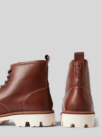 Peek & Cloppenburg Blauer USASchnürboots aus Leder mit Label-Detail Modell 'RUSK03' in cognac Preisnachlass