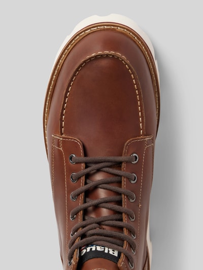 Peek & Cloppenburg Blauer USASchnürboots aus Leder mit Label-Detail Modell 'RUSK03' in cognac Preisnachlass