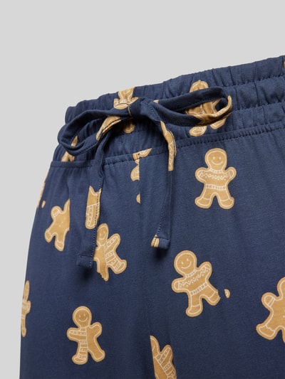 Peek & Cloppenburg Jake*s CasualTapered Fit Pyjama-Hose mit Motiv-Print in dunkelblau Im Verkauf