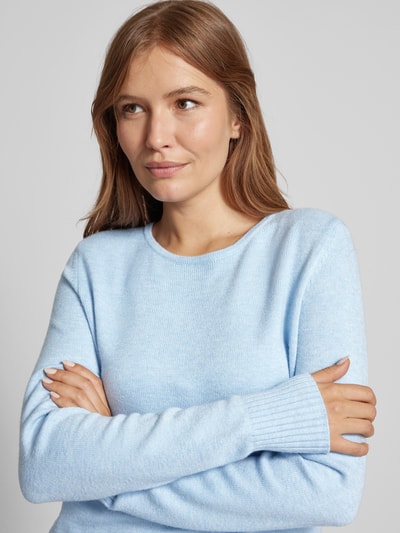 Peek & Cloppenburg Christian Berg WomanStrickpullover mit gerippten Abschlüssen in hellblau melange Kostenloser Versand
