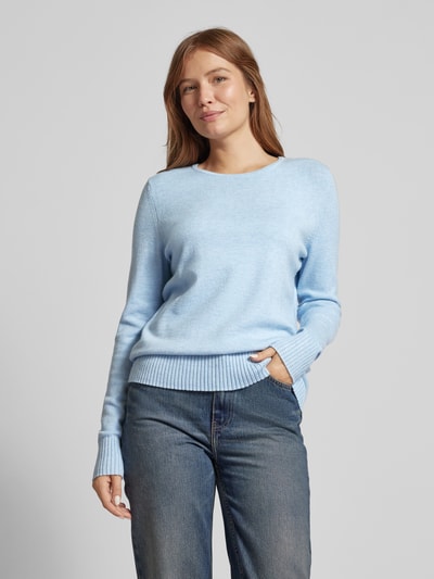 Peek & Cloppenburg Christian Berg WomanStrickpullover mit gerippten Abschlüssen in hellblau melange Kostenloser Versand