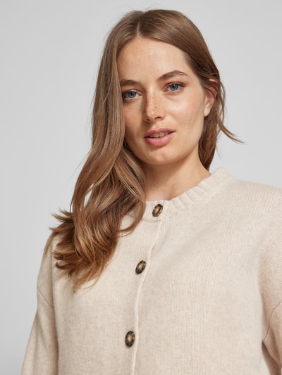 Peek & Cloppenburg Christian Berg WomanStrickjacke aus Wolle mit Rundhalsausschnitt in beige melange Versandkostenfrei