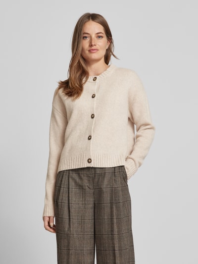 Peek & Cloppenburg Christian Berg WomanStrickjacke aus Wolle mit Rundhalsausschnitt in beige melange Versandkostenfrei
