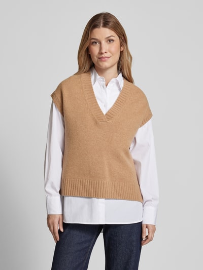 Peek & Cloppenburg Christian Berg WomanPullunder aus Lanawolle mit V-Ausschnitt in camel Preisnachlass