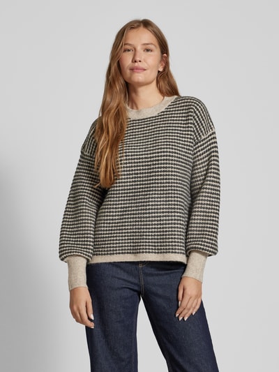 Peek & Cloppenburg KaffeStrickpullover mit gerippten Abschlüssen Modell 'ellery' in beige Online Outlet