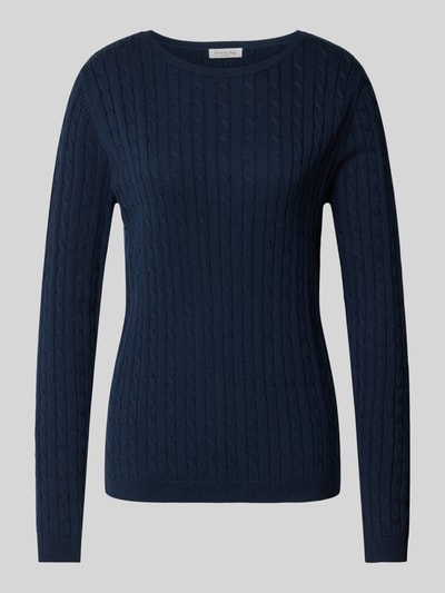 Peek & Cloppenburg Christian Berg WomanStrickpullover mit Zopfmuster in dunkelblau Zeitlich begrenztes Angebot