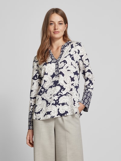 Peek & Cloppenburg Emily Van den BerghBlusenshirt mit V-Ausschnitt in dunkelblau VIP-Rabatte