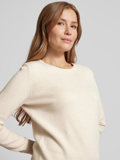 Peek & Cloppenburg Christian Berg WomanStrickpullover mit gerippten Abschlüssen in beige melange Begrenzte Freigabe