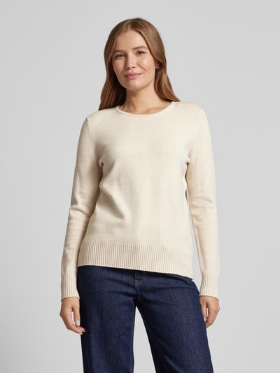 Peek & Cloppenburg Christian Berg WomanStrickpullover mit gerippten Abschlüssen in beige melange Begrenzte Freigabe