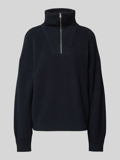 Peek & Cloppenburg Jake*s CasualStrickpullover mit Troyer-Kragen in dunkelblau Im Verkauf