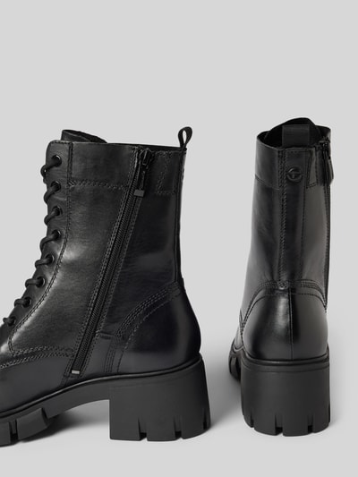 Peek & Cloppenburg TamarisSchnürboots aus Leder mit Ziernähten in black Cyber Monday
