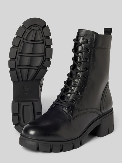 Peek & Cloppenburg TamarisSchnürboots aus Leder mit Ziernähten in black Cyber Monday