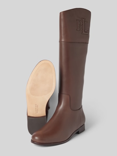 Peek & Cloppenburg Lauren Ralph LaurenLederstiefel mit Label-Stitching Modell 'JUSTINE' in dunkelbraun Zeitbegrenzte Promotion