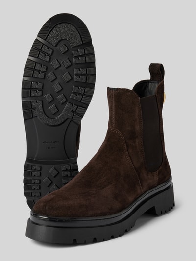 Peek & Cloppenburg GantChelsea Boots aus Leder mit Applikation Modell 'Aligrey' in dunkelbraun Black Friday Preise
