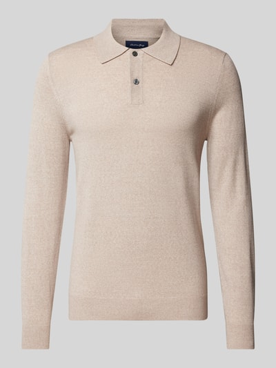 Peek & Cloppenburg Christian Berg MenSlim Fit Strickpullover mit Polokragen in sand melange Bis zu 55% Rabatt