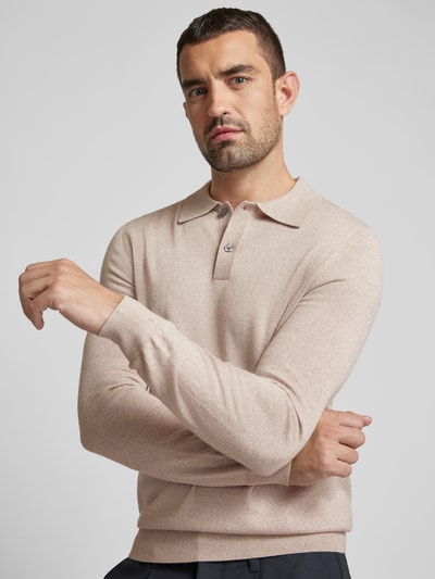 Peek & Cloppenburg Christian Berg MenSlim Fit Strickpullover mit Polokragen in sand melange Bis zu 55% Rabatt