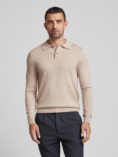 Peek & Cloppenburg Christian Berg MenSlim Fit Strickpullover mit Polokragen in sand melange Bis zu 55% Rabatt
