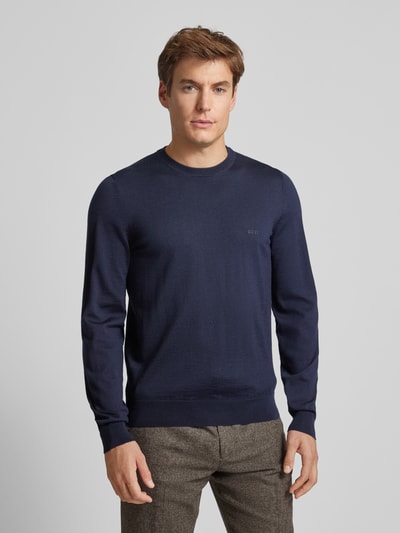 Peek & Cloppenburg BOSSStrickpullover aus Schurwolle Modell 'Botto' in marine Nur noch ein Tag übrig