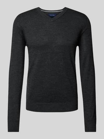 Peek & Cloppenburg Christian Berg MenStrickpullover mit V-Ausschnitt in anthrazit melange Clearance-Verkauf